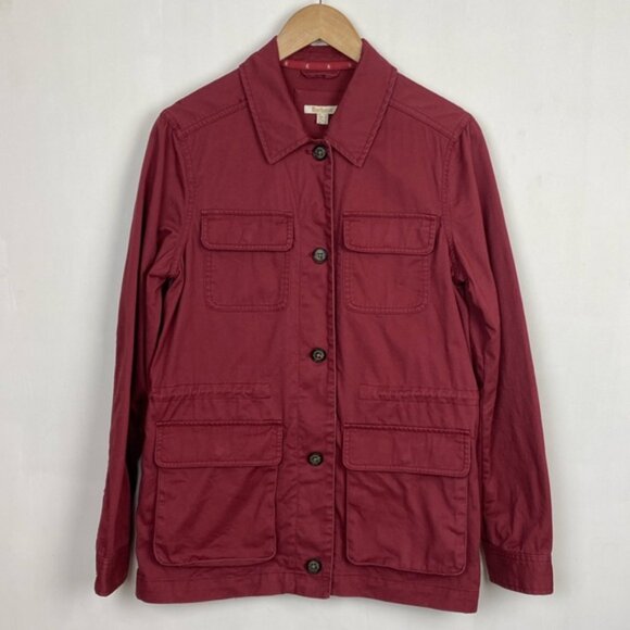 Barbour 6 Saltwater Overshirt Burgundy Red Mulberry Cotton - Picture 2 of 13